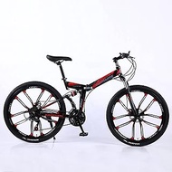 Fashionable Simplicity Mountain Bike Adult Folding Mountain Bike 26 Inch 27Speed Variable Speed Road Bicycle Cycling Off-road Soft Tail Bicycle Men Women Outdoor Sports Ride BU 3 wheels- 26 21SPD "