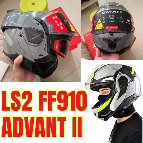 LS2 FF910 ADVANT II Motorcycle Flip Back Full Helmet FF 910 Trend Double Lens Half Helmet Capacetes 