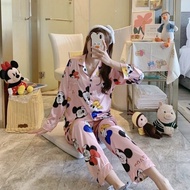 ชุดนอนผ้าซาติน ชุดนอนผู้หญิงราคาถูก  ชุดนอนแฟชั่นเกาหลี ชุดนอนแขนยาวขายาว ขายดีมาก ชุดนอนผ้าซาตินขาย