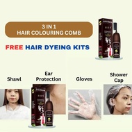 3in1 Hair Dying with Comb Pewarna Penutup Rambut Putih Dye Coloring Shampoo Care White Grey Hair Pla