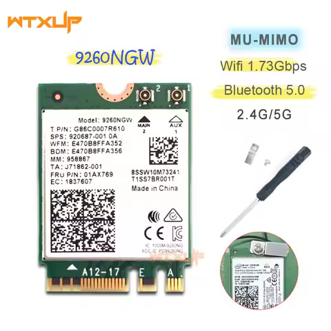 Wireless-AC 9260 9260ac 9260NGW NGFF M2 WIFI card 802.11ac 2.4G 5G MU-MIMO 1730Mbps 1.73Gbps WiFi + 