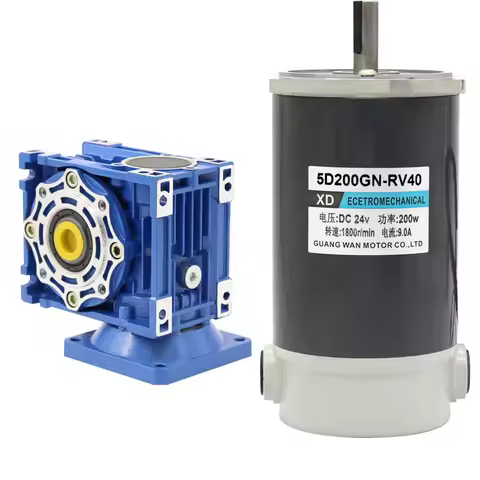 200w 12v 24v DC Worm Gear Reducer Motor RV40 DC Gearmotor RV40 Self-Gearing Single-lock Shaft Rotati