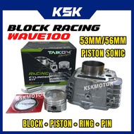 TAIKOM RACING BLOCK EX5 DREAM WAVE100 53MM 56MM COMPLETE SET PISTON SONIC BLOK TAIKOM EX5 DREAM W100