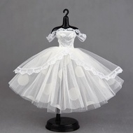 Fashion Dress Up Doll Dress Tutu Dotted Prom Dress Lace Dolls Clothes Multilayer Mini Black Doll Pri