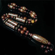 [Fengshengshui Qitang] Tibetan Nine-Eyed Dzi Beads Agate String Beads Necklace Tibetan Chalcedony Dz