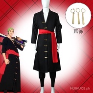 Anime One Piece Roronoa Zoro Cosplay Costume Kostuum Wig Outfits Uniform Kimono Halloween Carnaval P