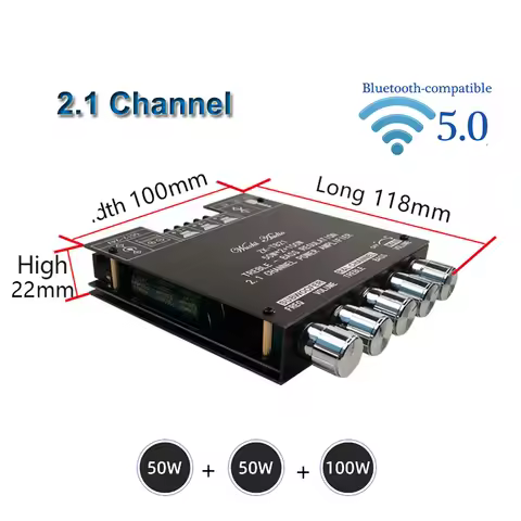 2*50W+100W TPA3116D2 Power Subwoofer Amplifier Board Bluetooth-compatible 2.1 Channel Class D TPA311