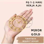 WOODEN CARVING IN THE SHAPE OF A WATCH, GOLD MIROR MATERIAL, BLACK ACRYLIC, ROMAN NUMBERS, Chipboard