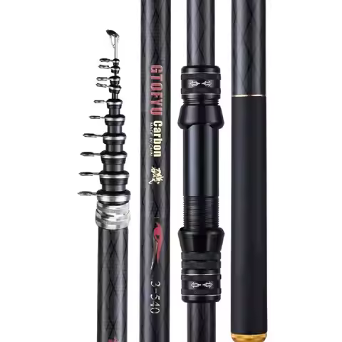 2.7M 3.6M 4.5M 5.4M 6.3M 7.2M Carbon Telescopic Rock Fishing Rod Ultra Light Rod Lure Carp Travel Oc