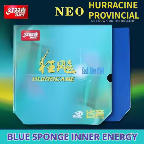 100% Original DHS Hurricane 3 NEO Provincial Rubber Hurricane 3 NEO Provincial Blue Sponge Table Ten