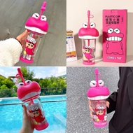 แก้วน้ํา แก้วชินจัง Chocobi ช็อกโกบี หัวการ์ตูน แก้วใส่เครื่องดื่ม มีฝา พร้อมหลอด 71020