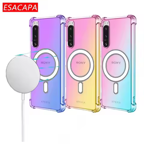 For Sony Xperia 1 IV 5 IV Magsafe Magnetic Transparent Gradient Airbag Shockproof Case For Xperia 1 