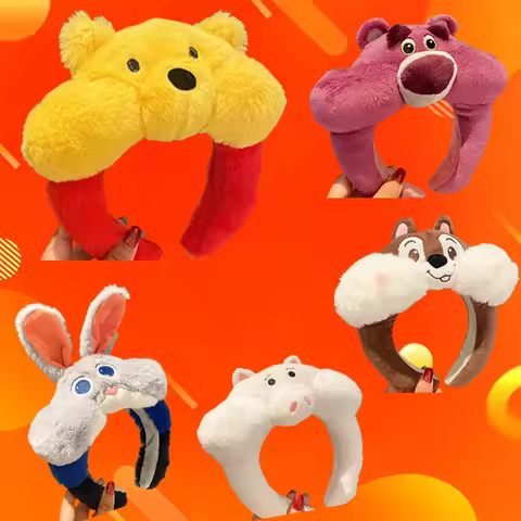 Disney Winnie The Pooh Ears Headband Women Plush Lotso Hairbands Chip 'n' Dale Hair Accessories Girl