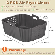 YQL YQL Silicone Air Fryer Liners for Ninja SL401 Double Stack 2 Basket Air Fryer, Ninja DoubleStack
