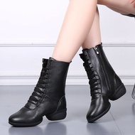 Spring 2023 New Dance Shoes Square Dancing Boots Mid-Calf Soft Bottom Black Female Jitterbug Dance Shoes Modern Dance Mid Heel