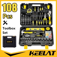 KEELAT 108 Pcs Toolbox Set Home Tool Kit For DIY and Quick Repairs Home Basic Tool Box Set Tools Set