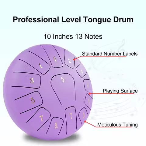 DOZZLY Steel Tongue Drum 10 Inch 13 Notes Rain Drum for Garden Beginner Handpan Drum Percussion for 