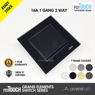 reTouch Grand Elements 1 Gang 2 Way 16A Designer Wall Switch SIRIM Approved [BLACK MODULE]