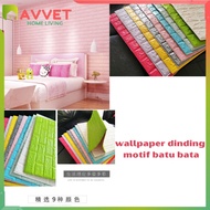 AVVET 3D Foam Wall Wallpaper Plain Star Brick Motif Size 37.5 x 70 CM Waterproof Brick Sticker Wallp