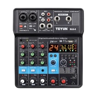 TEYUN NA4 TEYUN NA4 TEYUN NA4 4 Channel Bluetooth Mini Audio Mixer Sound Card DJ 16 Digital Effects Noise Reduction Console USB Record For Singing