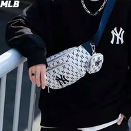 美职棒（MLB）官网包包老花腰包男女同款休闲单肩包斜挎包新款 纽约洋基队/奶油色 F