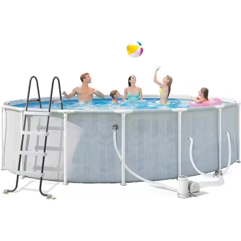 2026 NEW HOT 16ft X 48in Above Ground Swimming Pool Set with 1500 GPH Filter Pump Ladder Cover