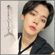 韓國ASMAMA正品 TXT TOMORROW X TOGETHER 然竣 同款鯨魚尾吊墜長鏈鈦鋼耳環／耳夾耳環