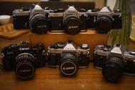 【售】品相很新Nikon FM2,FM + Canon AE-1P, AE-1,Pentax Me Super(AE-1