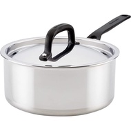KitchenAid - 5-Ply Clad Polished Stainless Steel Saucepan with Lid, Induction Cooktop Compatible (2.
