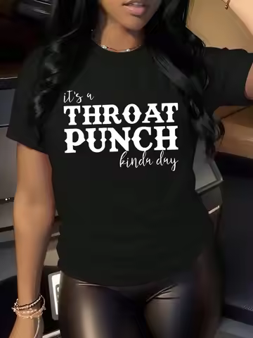 Plus Size Attitude Statement It's A Throat Punch Kinda Day Graphic T Shirt Edgy Fashion Piece
