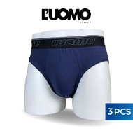 (3 Pcs) L’UOMO Men’s Premium Brief Underwear | Cotton & Elastane | Soft & Comfortable | Random Color