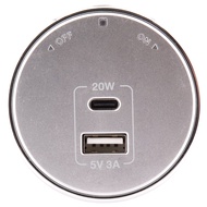 Toshino เต้ารับ Power Track สีเงิน ราง / 16A 3600W / 1C + 1USB A PD20W เต้ารับ 16A 3600W One