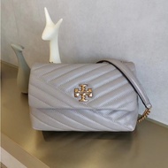 TORY BURCH  TB  New Version Kira Chevron Small Convertible Shoulder Bag Gray Heron