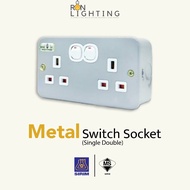 Pure Copper 13AMP Metal Socket 15A Metal Clad Switch Socket BESI DOUBLE SWITCH SOCKET / DOUBLE METAL