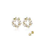 Z. Angie Wreath Earrings Lease Earrings Women Pearl Earrings Wedding Bridal 925 Silver Earrings 14K Gold Coated 5A Zirconia CZ Women Accessories Birthday Christmas Gift (Wreath Pearl-Gold)