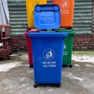 HPDE Plastic 60L Trash Can - 4 wheels Dustbin Rubbish Bin Large Bin