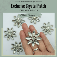 [1pcs] Iron on Exclusive Glass Crystal Patch Manik Tampal Diamond Chunky Beads Manik Baju Nikah DIY