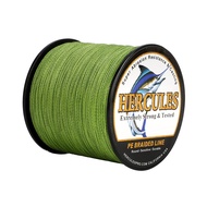 Fishing PE LINE Benang HERCULES Braided Fishing Line Army Green 100M 300M 1000M 4 Strands 6LB 8LB 10