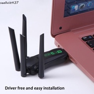 SEALLVIIT Dual Band WiFi6 USB Adapter, AX900 Bluetooth 5.4 900Mbps WiFi Dongle, Plug Play 4 Antenna 