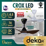 🔥NEW2024🔥 DEKA+ CROX LED 28'' 3 Blades 14 Speeds +TURBO Mode Remote Control DC Motor Ceiling Fan with Light Kipas Siling