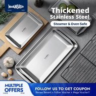 Finland MISANBROO Stainless Steel Rectangular Tray Dinner Plate Baking Pan Steamer And Oven Safe 4 S