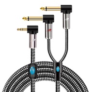 GOLLEY LION 3.5mm 1/8 TRS to Dual 6.35mm 1/4 TS Mono Breakout Cable Y Splitter Stereo Cord Adapter C
