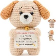 1pc Handmade Crocheted Puppy Encouragement Gift, Comes With "Life Is A Grab Game" Card, Inspirationa