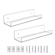 rego001 2Pcs Display Shelf Save Space Wall-mounted Strong Load-bearing U-shaped Transparent Acrylic Book Picture Ledge Rack Home Supply Acrylic Storage Rack