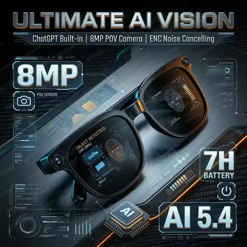 2026 New Smart AI Glasses 8MP Pixel 4k HD Camera Anti-shake Video Record ChatGP WIFI Translation Cal