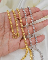 สร้อยคอเงินแท้ 92.5% Italy ชุบทอง18k  ชุบทองคำขาว ลาย Ball moon ขนาด 4มิล