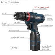 LOMVUM Cordless Drill 12V/16.8V/25V Screwdriver Rechargeable Electric Drill Wireless Battery Drill