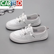 KY/🏅Cartelo Crocodile（CARTELO）Leather White Shoes Women's Sneakers Summer Korean Style round Head Breathable Flat Bottom