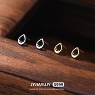 JYJIAYUJY 100% Whole Original Pure Silver S999 Stud Earrings In Stock Mini 6MM Hollow Water Drop Sty