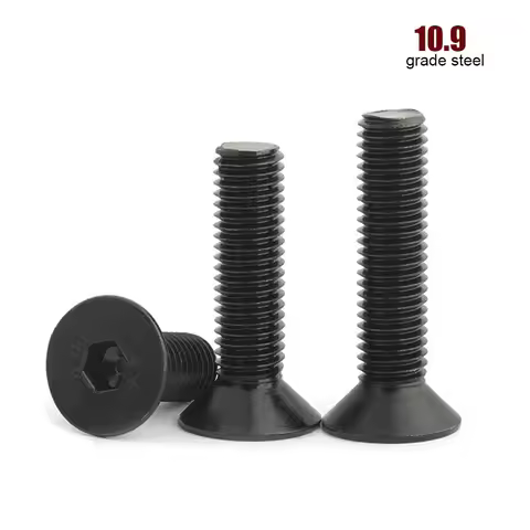 1/50pcs M1.6 M2M2.5 M3 M4 M5 M6 to M16 DIN7991 Black 10.9 Grade Ssteel Hexagon Hex Socket Head Flat 